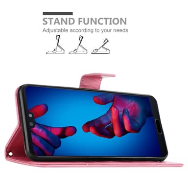 Huawei P20 Suojakuori Lompakkokotelo (Vaaleanpunainen)