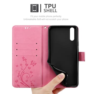 Huawei P20 Suojakuori Lompakkokotelo (Vaaleanpunainen)