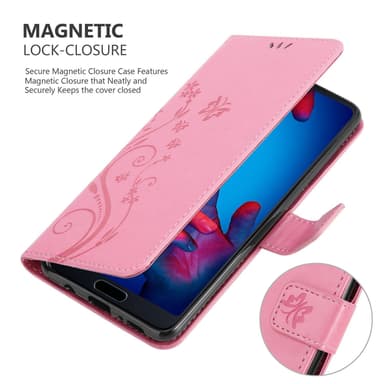 Huawei P20 Suojakuori Lompakkokotelo (Vaaleanpunainen)