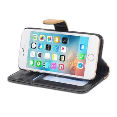 iPhone 6 / 6S Suojakuori Lompakkokotelo (Musta)