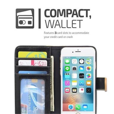 iPhone 6 / 6S Suojakuori Lompakkokotelo (Musta)