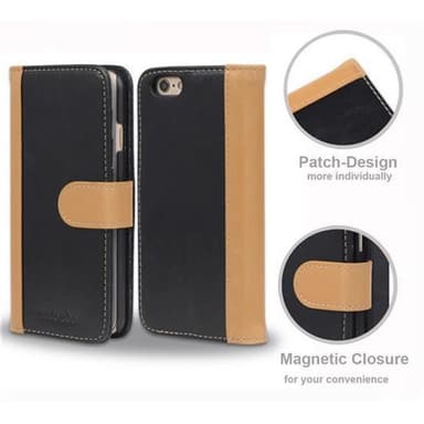 iPhone 6 / 6S Suojakuori Lompakkokotelo (Musta)