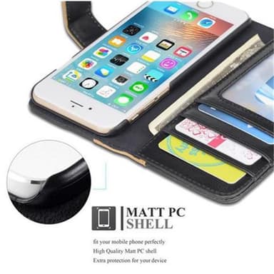 iPhone 6 / 6S Suojakuori Lompakkokotelo (Musta)