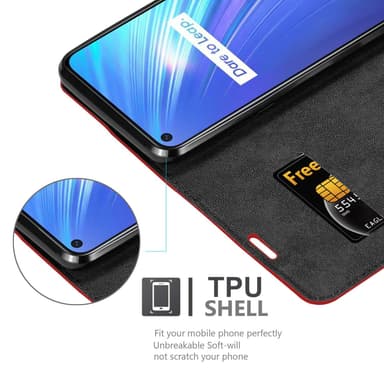 Realme 6 4G / 6s Suojakuori Lompakkokotelo (Punainen)