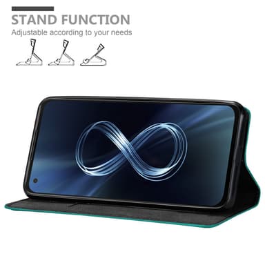Asus ZenFone 8 Suojakuori Lompakkokotelo (Turkoosi)