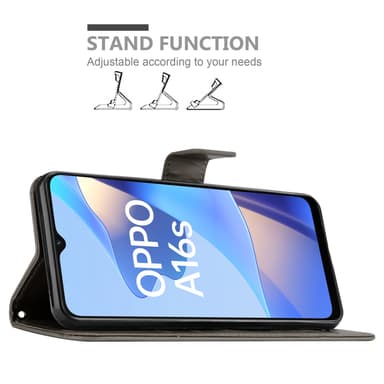 Oppo A16s / A54s Suojakuori Lompakkokotelo (harmaa)