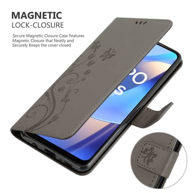 Oppo A16s / A54s Suojakuori Lompakkokotelo (harmaa)