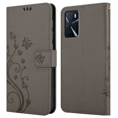 Oppo A16s / A54s Suojakuori Lompakkokotelo (harmaa)