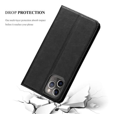 iPhone 12 PRO MAX Suojakuori Lompakkokotelo (Musta)