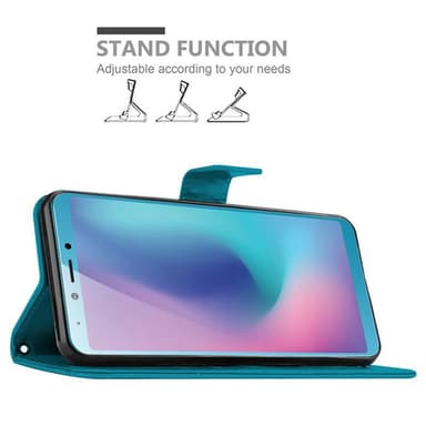 Samsung Galaxy A6s Suojakuori Lompakkokotelo (Sininen)
