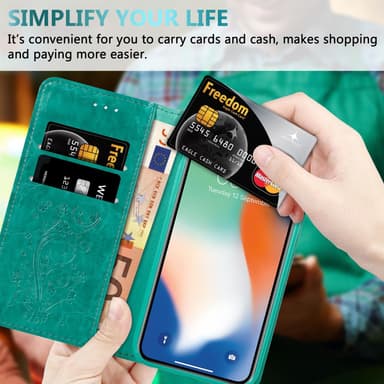 iPhone XS MAX Suojakuori Lompakkokotelo (Turkoosi)