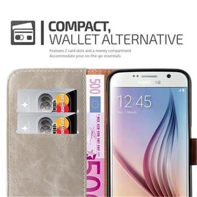 Samsung Galaxy S6 Suojakuori Lompakkokotelo (Ruskea)