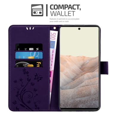 Google PIXEL 6 PRO Suojakuori Lompakkokotelo (Violetti)