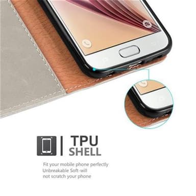 Samsung Galaxy S6 Suojakuori Lompakkokotelo (Ruskea)