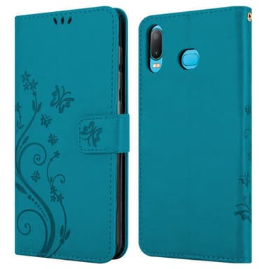 Samsung Galaxy A6s Suojakuori Lompakkokotelo (Sininen)