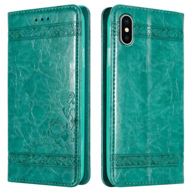 iPhone XS MAX Suojakuori Lompakkokotelo (Turkoosi)