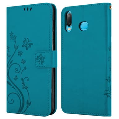 Samsung Galaxy A6s Suojakuori Lompakkokotelo (Sininen)