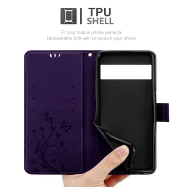 Google PIXEL 6 PRO Suojakuori Lompakkokotelo (Violetti)