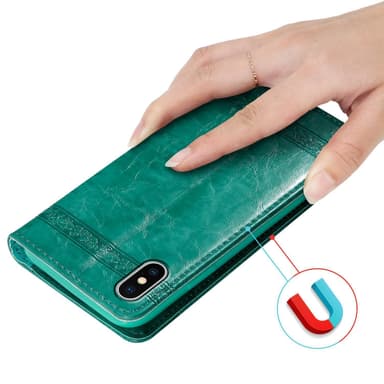 iPhone XS MAX Suojakuori Lompakkokotelo (Turkoosi)