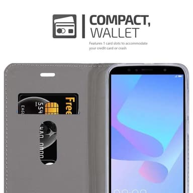 Huawei Y6 PRIME Suojakuori Lompakkokotelo (harmaa)