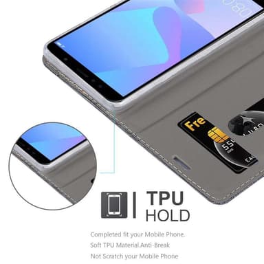 Huawei Y6 PRIME Suojakuori Lompakkokotelo (harmaa)
