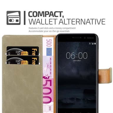 Nokia 8 2017 Suojakuori Lompakkokotelo (Ruskea)