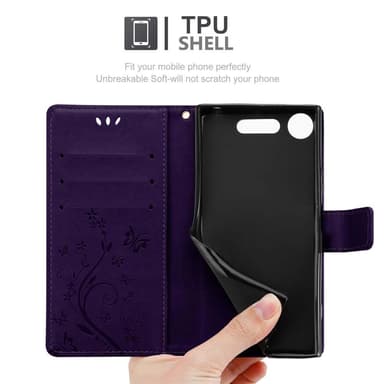 Sony Xperia XZ1 Suojakuori Lompakkokotelo (Violetti)