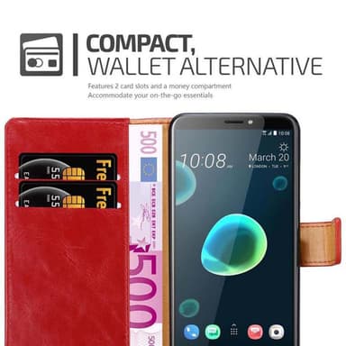HTC Desire 12 PLUS Suojakuori Lompakkokotelo (Punainen)