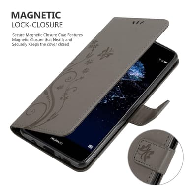 Huawei P10 LITE Suojakuori Lompakkokotelo (harmaa)