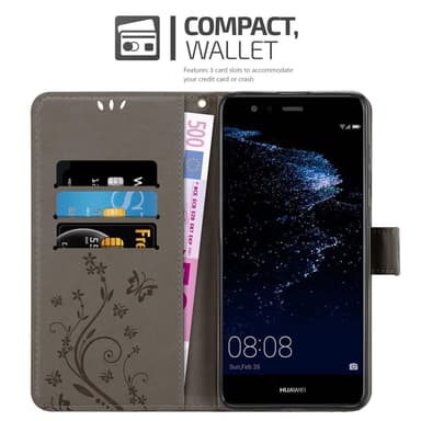 Huawei P10 LITE Suojakuori Lompakkokotelo (harmaa)