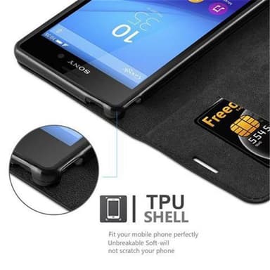 Sony Xperia M4 AQUA Suojakuori Lompakkokotelo (Musta)