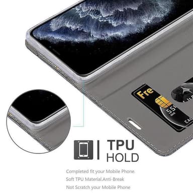 iPhone 11 PRO MAX Suojakuori Lompakkokotelo (harmaa)