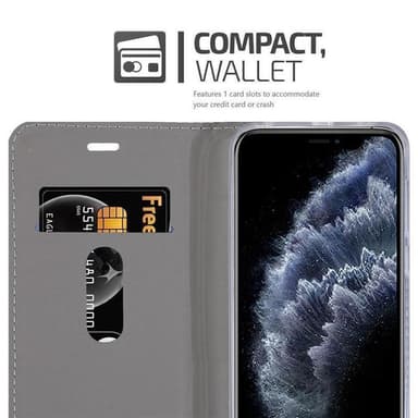 iPhone 11 PRO MAX Suojakuori Lompakkokotelo (harmaa)