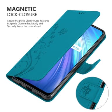 Realme 6 4G / 6s Suojakuori Lompakkokotelo (Sininen)