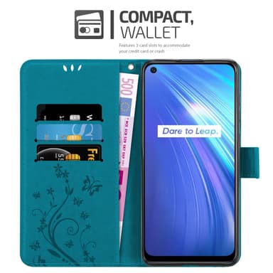 Realme 6 4G / 6s Suojakuori Lompakkokotelo (Sininen)