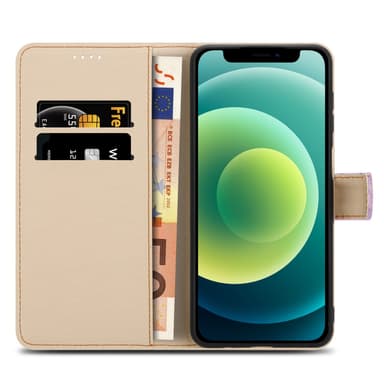 iPhone 12 MINI Suojakuori Lompakkokotelo (Violetti)