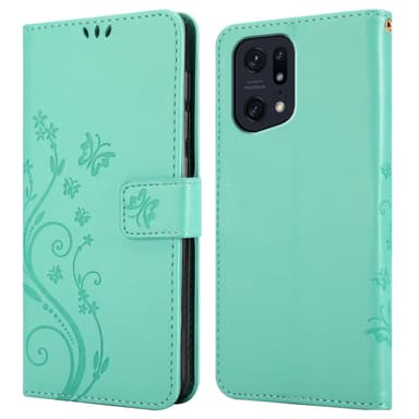 Oppo FIND X5 PRO Suojakuori Lompakkokotelo (Turkoosi)