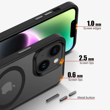 iPhone 14 Suojakuori Kotelo Magsafe kompatibel (Musta)
