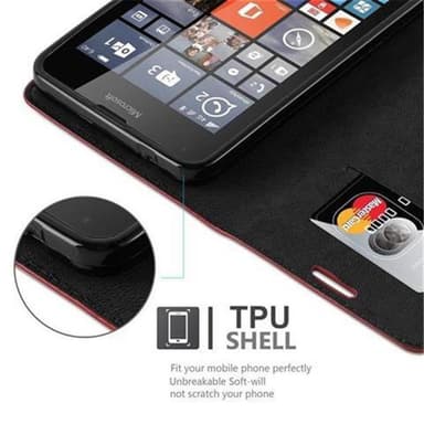 Nokia Lumia 640 Suojakuori Lompakkokotelo (Punainen)