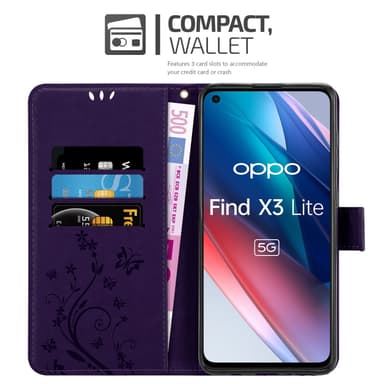 Oppo FIND X3 LITE Suojakuori Lompakkokotelo (Violetti)