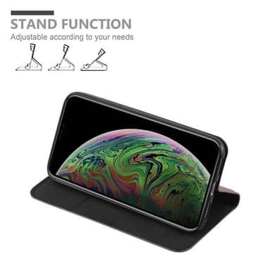 iPhone XS MAX Suojakuori Lompakkokotelo (Ruskea)
