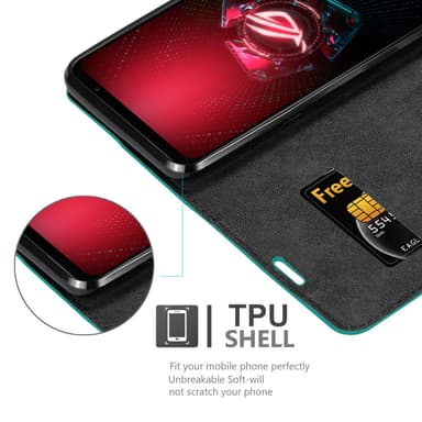 Asus ROG Phone 5 Suojakuori Lompakkokotelo (Turkoosi)