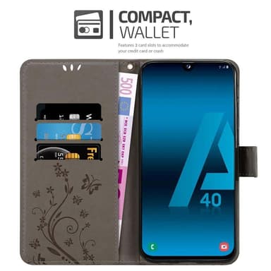 Samsung Galaxy A40 Suojakuori Lompakkokotelo (harmaa)