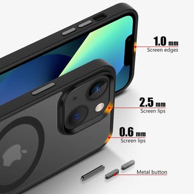 iPhone 13 Suojakuori Kotelo Magsafe kompatibel (Musta)