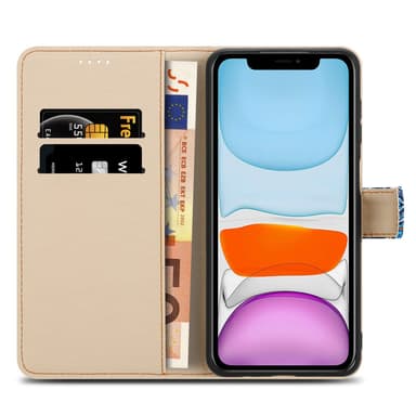 iPhone 11 Suojakuori Lompakkokotelo (Sininen)