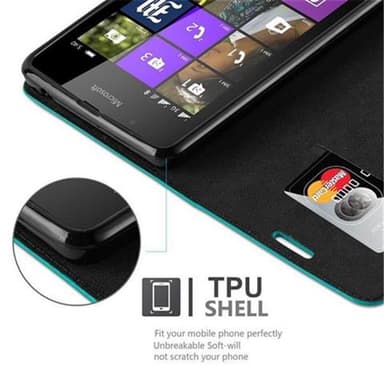 Nokia Lumia 540 Suojakuori Lompakkokotelo (Turkoosi)