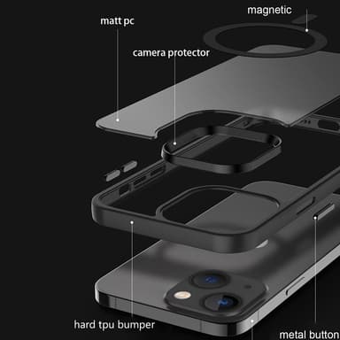 iPhone 13 Suojakuori Kotelo Magsafe kompatibel (Musta)