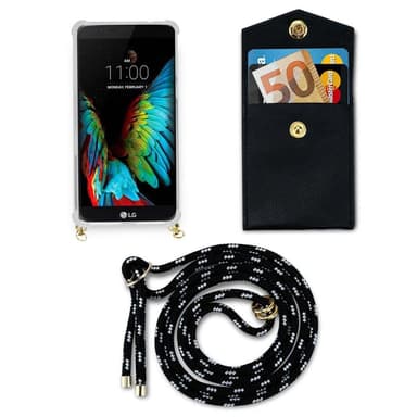 LG K10 2016 Suojakuori Kotelo Ketju (Musta)