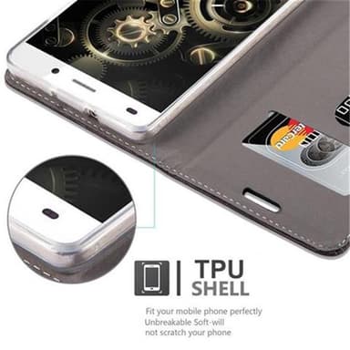 Huawei P8 LITE 2015 Suojakuori Lompakkokotelo (harmaa)