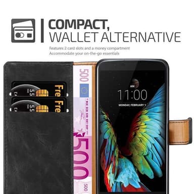 LG K10 2016 Suojakuori Lompakkokotelo (Musta)